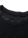 COMOBOCA Women's Textured Sheer Knit Round Neck Sweater