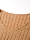 COMOBOCA 100% Cashmere Women's Cozy Ribbed V-Neck Sweater