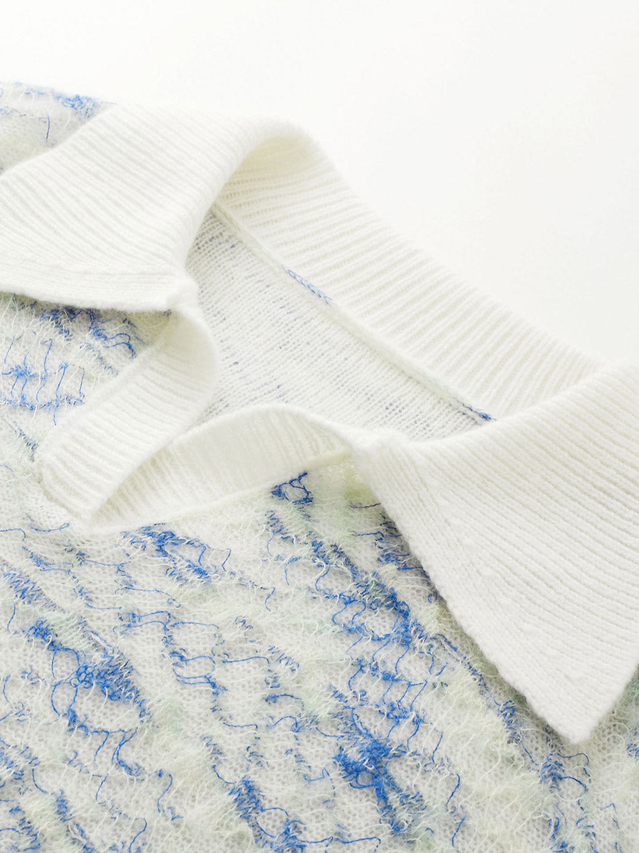 COMOBOCA Women's Wool Ribbed Knit Polo Sweater