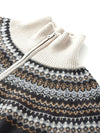 COMOBOCA 100% Wool Women's Fair Isle Zip Up Sweater