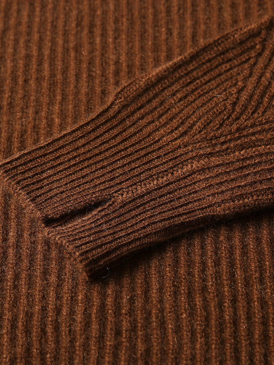 COMOBOCA 100% Cashmere Women's Turtleneck Ribbed Sweater