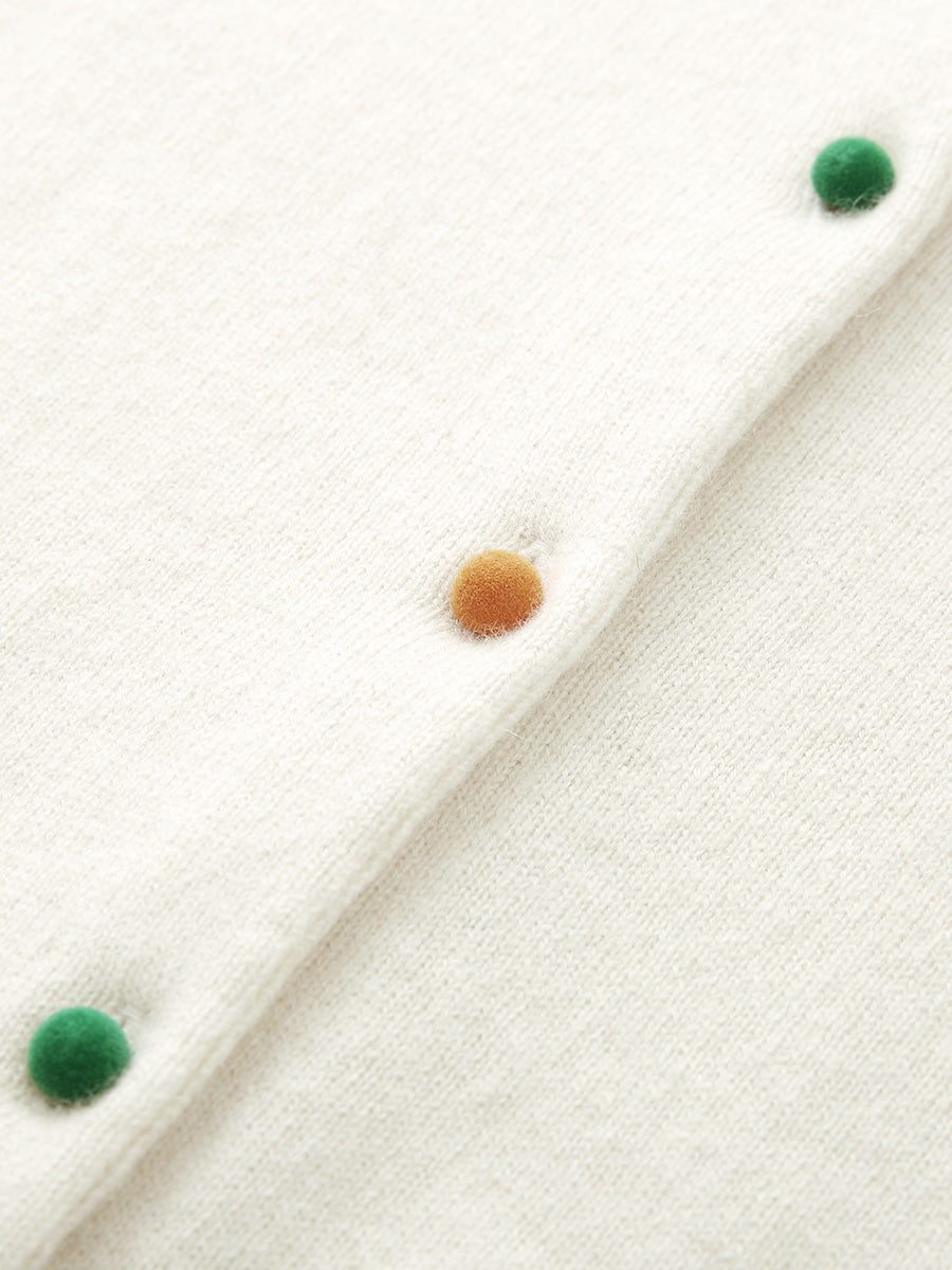 COMOBOCA 100% Cashmere Women's Pumpkin Embroidery Knit Cardigan