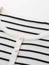 COMOBOCA Women's Striped Henley Button Knit Sweater