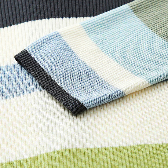 COMOBOCA Women's Versatile Striped Zip-Up Hoodie Cardigan