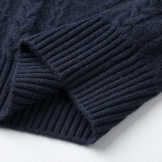 COMOBOCA 100% Cashmere Women's Crew Neck Intarsia Knit Sweater