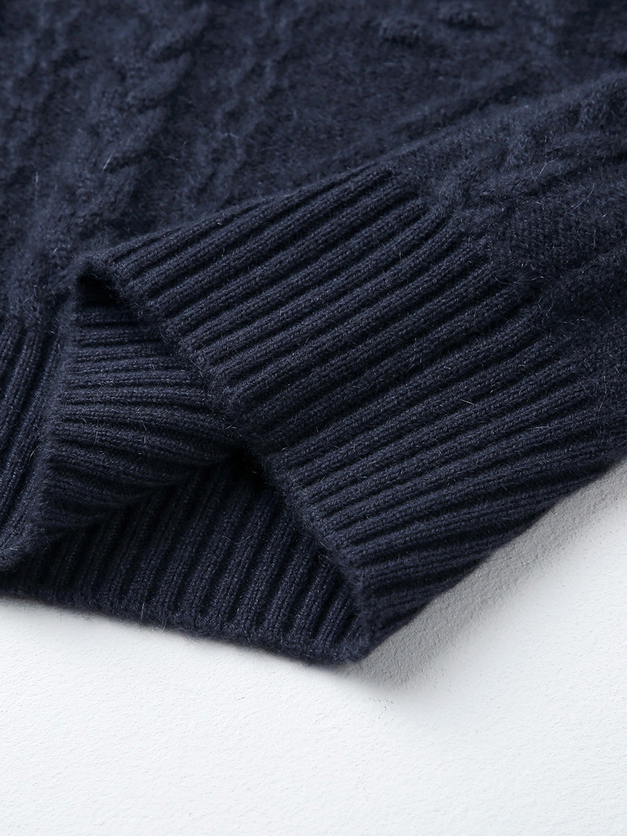 COMOBOCA 100% Cashmere Women's Crew Neck Intarsia Knit Sweater