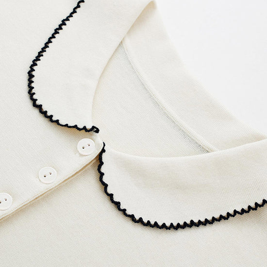 COMOBOCA Women's Embroidered Collared Knit T-Shirt