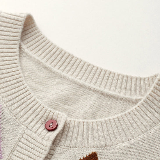 COMOBOCA 100% Wool Kids' Colorful Buttons Argyle Cardigan