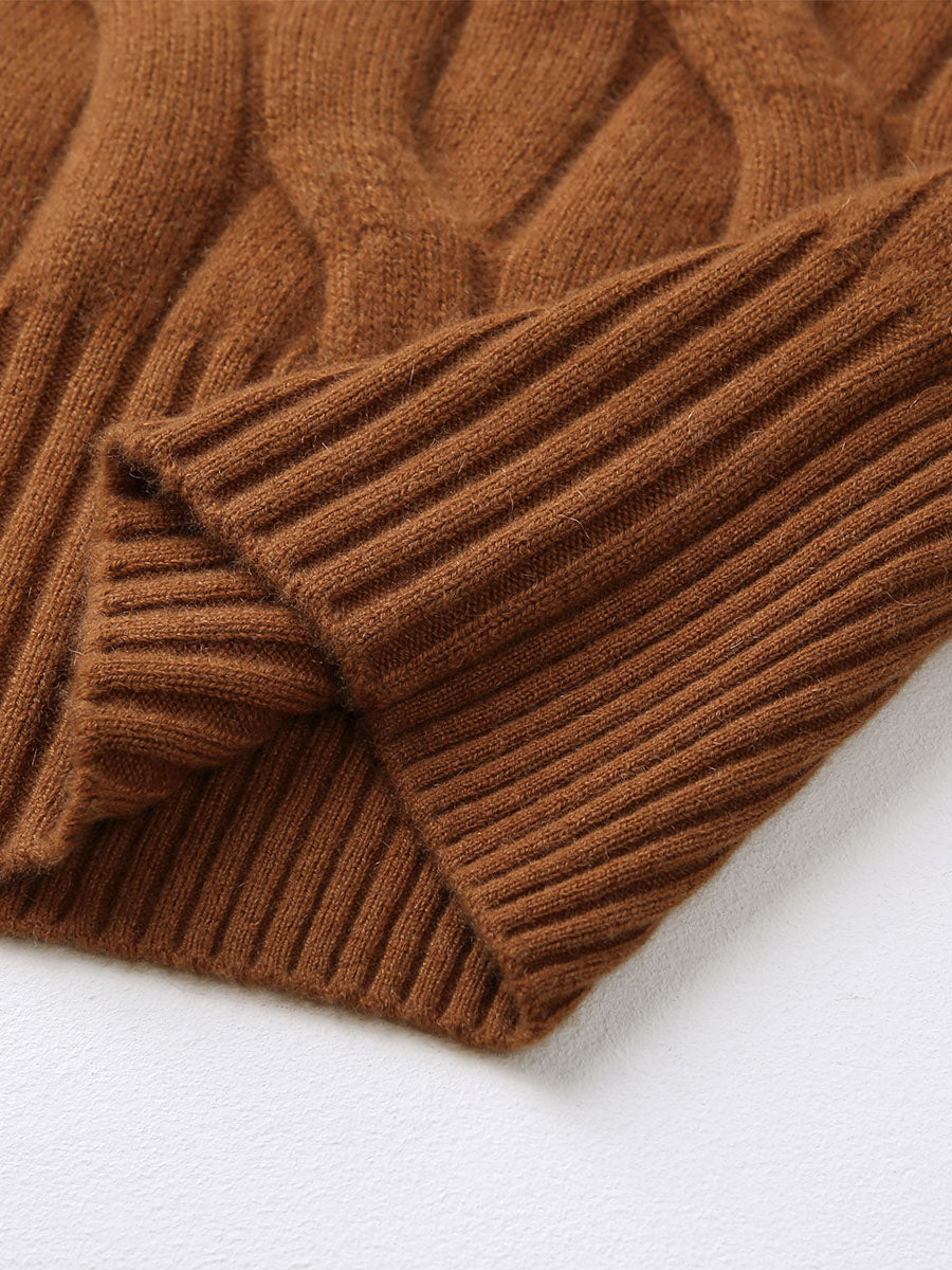 COMOBOCA 100% Cashmere Women's Turtleneck Cable Knit Sweater