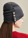 COMOBOCA 100% Cashmere Women's Button Decorated Knit Beanie