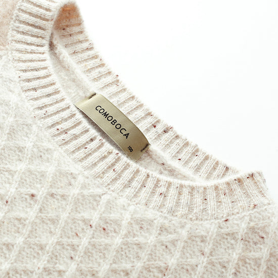 COMOBOCA 100% Cashmere Women's Patchwork Cable Knit Sweater