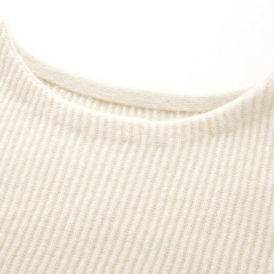 COMOBOCA 100% Cashmere Women's Ribbed Crochet Lace Cuffs Sweater