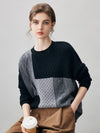 COMOBOCA 100% Cashmere Women's Patchwork Cable Knit Sweater