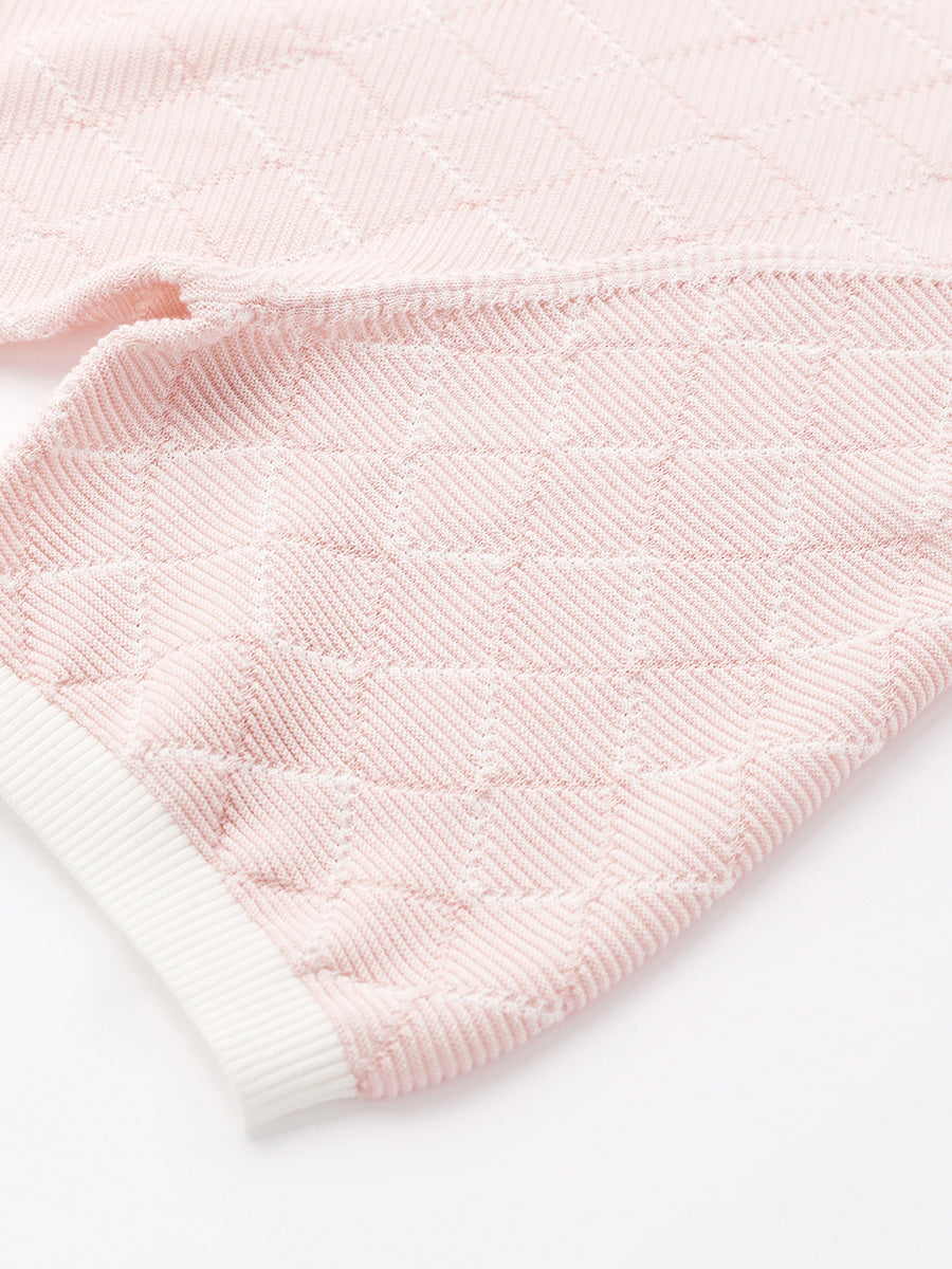 COMOBOCA Women's Diamond Knit Short Sleeve Sweater