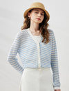 COMOBOCA Women's Striped Ribbed Cardigan