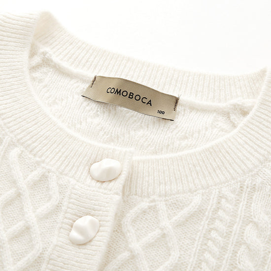 COMOBOCA 100% Cashmere Women's Cable Knit Button Front Sweater