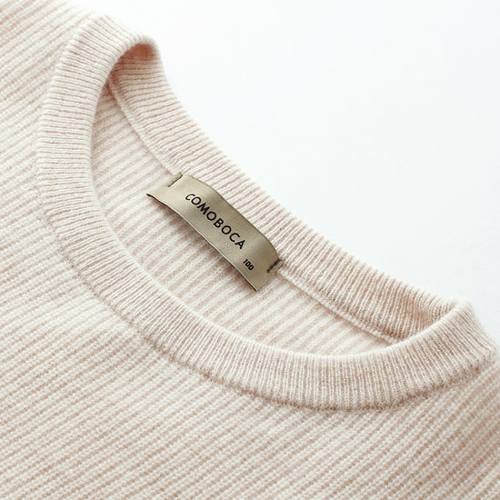 COMOBOCA 100% Cashmere Women's Color Block Round Neck Knit Sweater