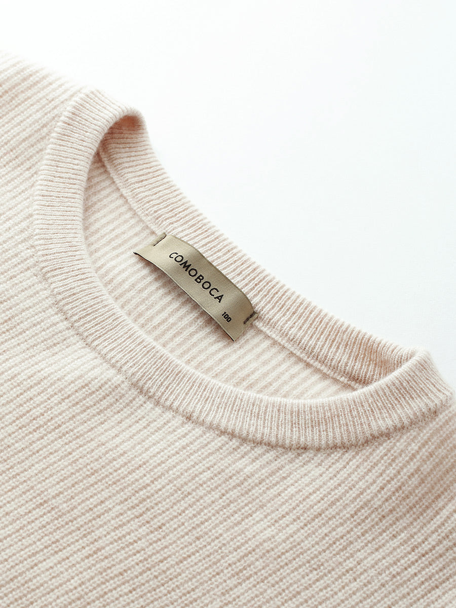 COMOBOCA 100% Cashmere Women's Color Block Round Neck Knit Sweater