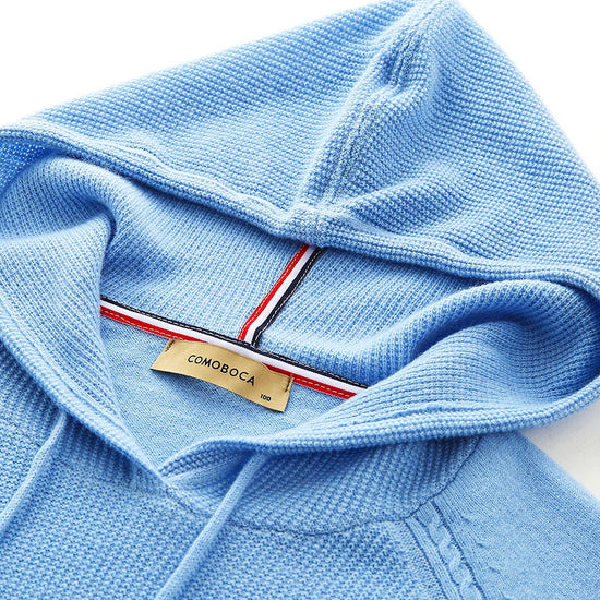COMOBOCA 100% Wool Women's Ribbed Hem Adjustable Hoodie
