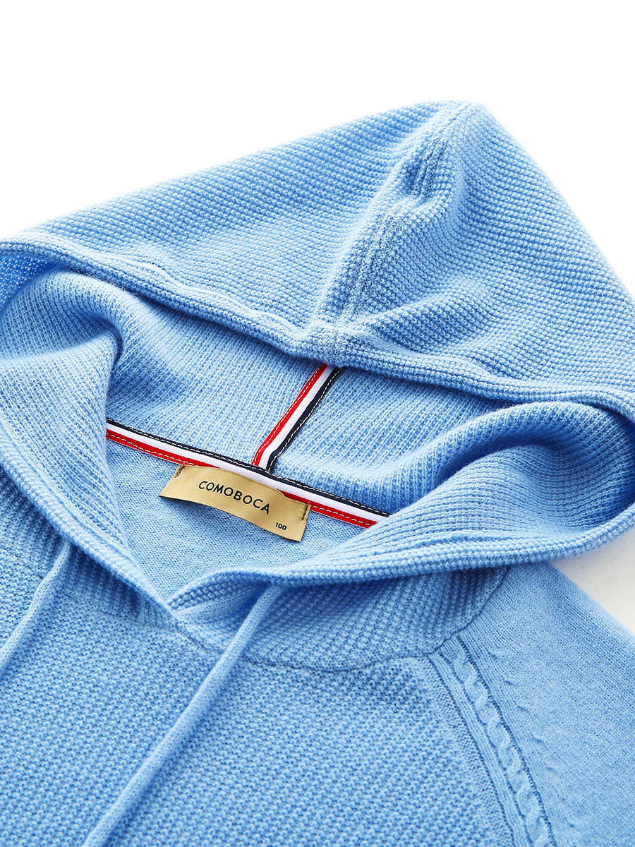 COMOBOCA 100% Wool Women's Ribbed Hem Adjustable Hoodie