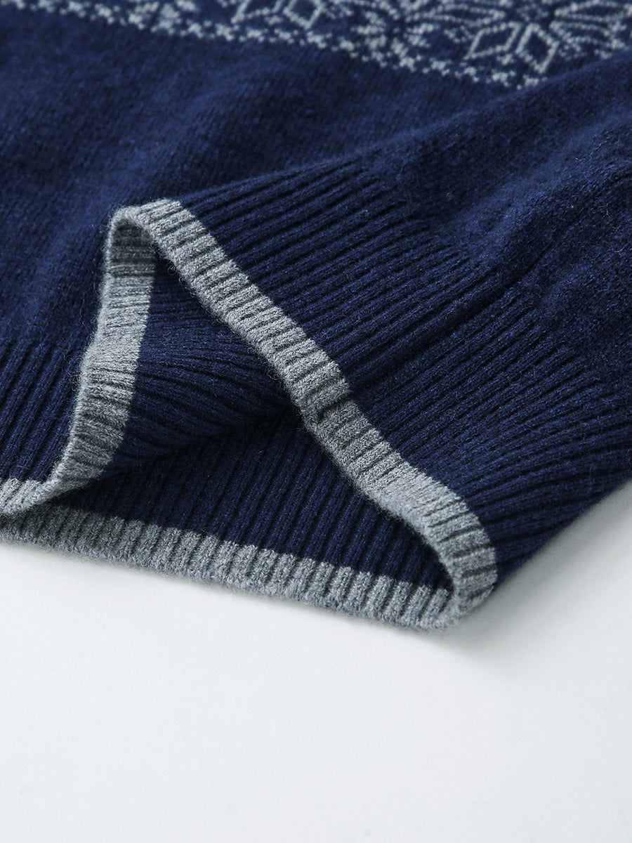 COMOBOCA 100% Wool Kids' Nordic Reindeer Pattern Knit Sweater