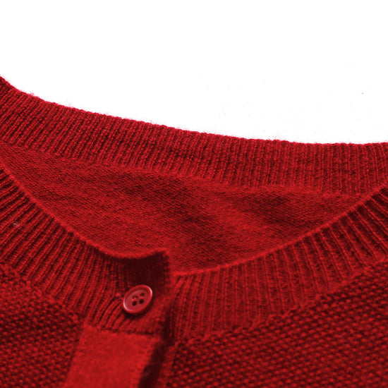 COMOBOCA 100% Wool Women's Round Neck Knit Cardigan