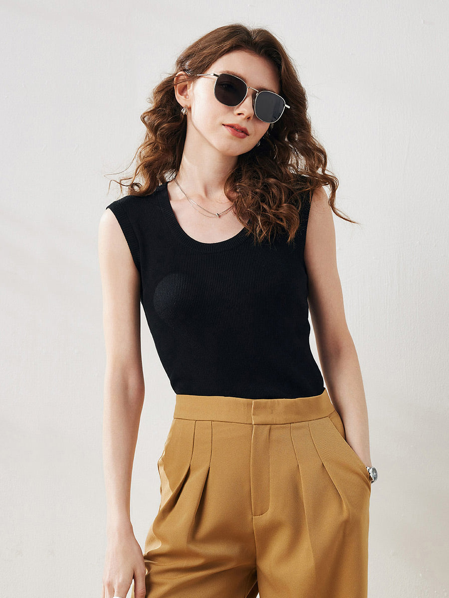 COMOBOCA Women's Ribbed V-Neck Tank Top