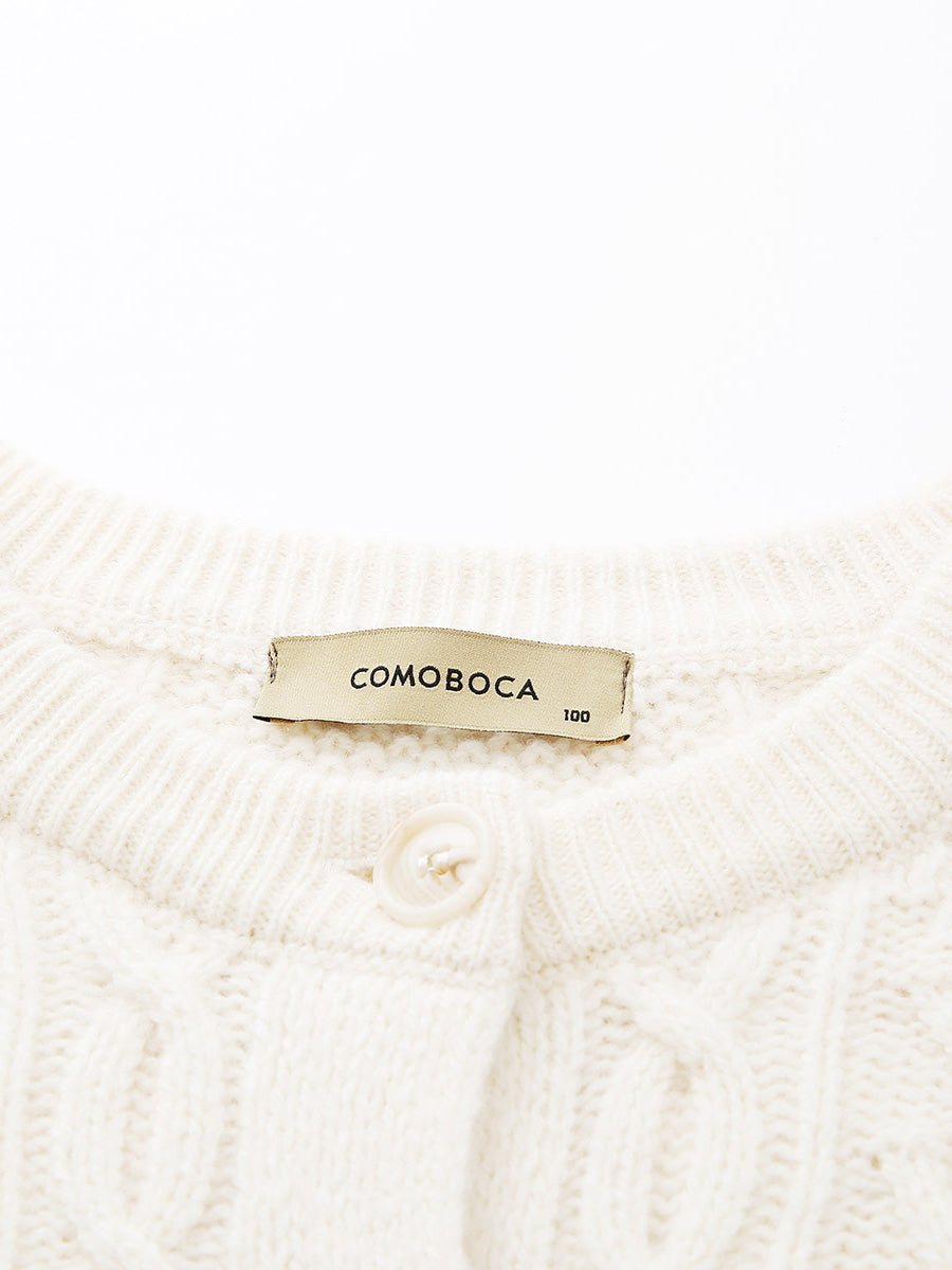 COMOBOCA 100% Wool Women's Cable Knit Button Cardigan