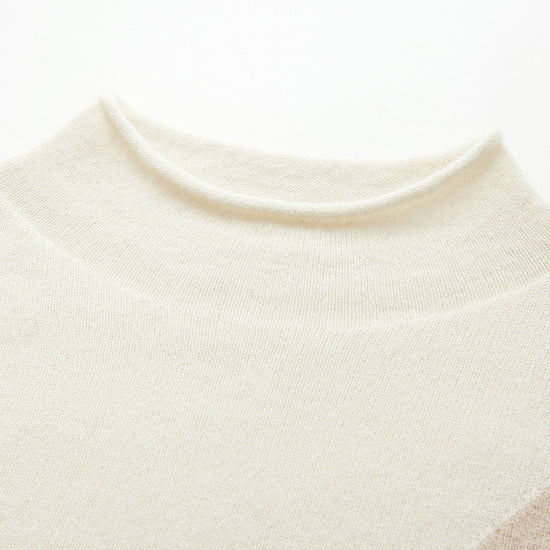 COMOBOCA 100% Cashmere Women's Turtleneck Geometric Ribbed Sweater