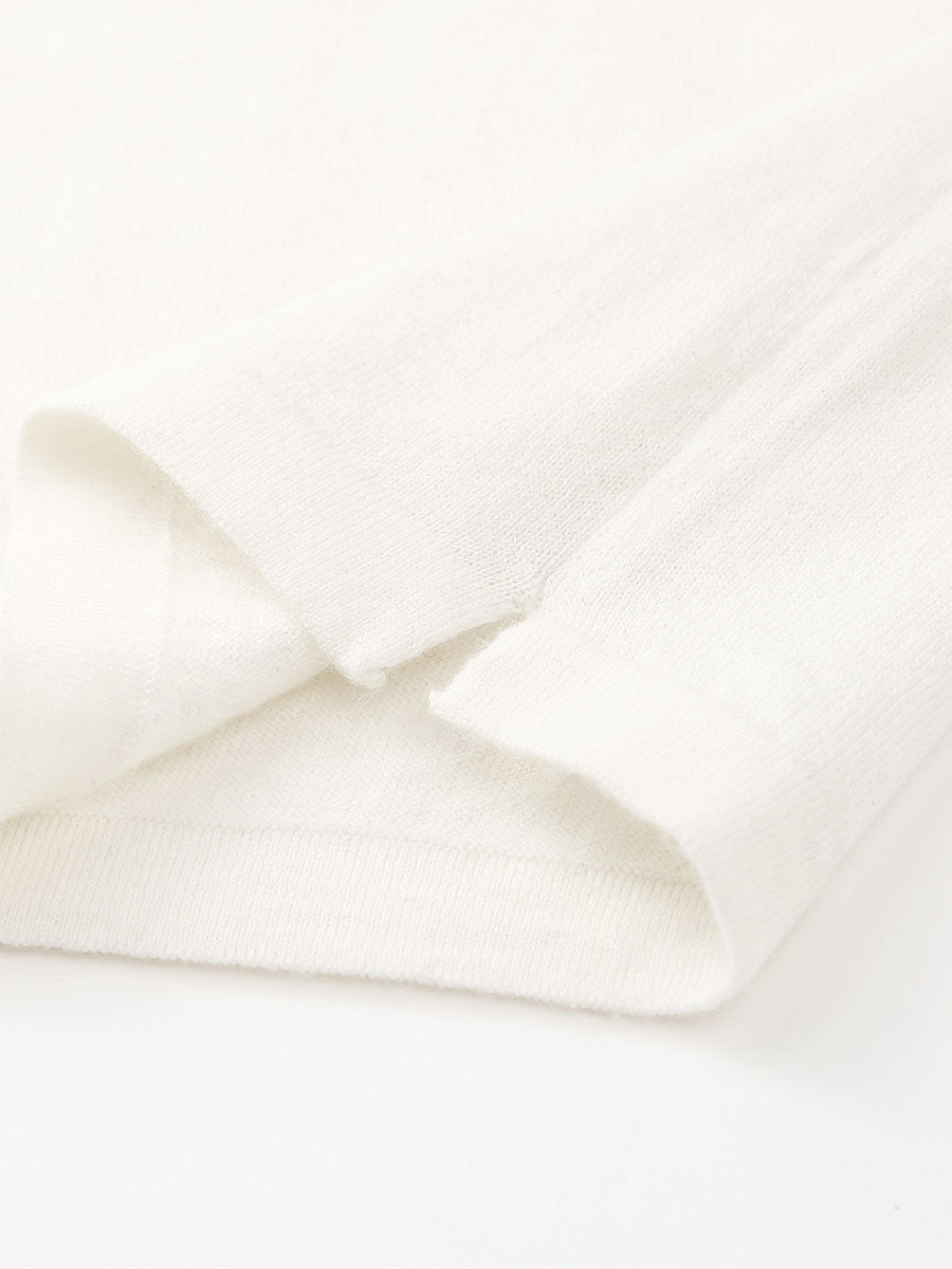 COMOBOCA 100% Wool Women's Striped Sleeve Contrast Knit Worsted Sweater