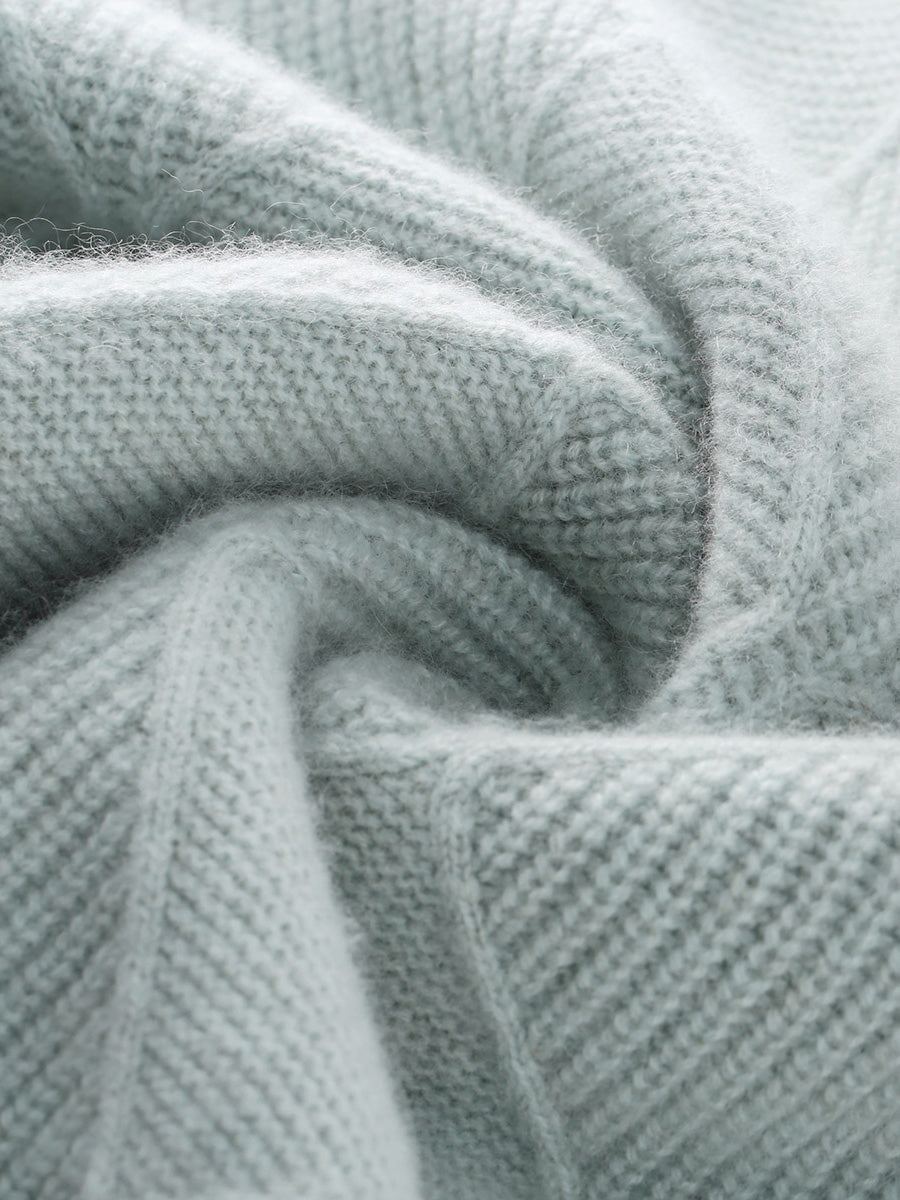 COMOBOCA 100% Cashmere Women's Diamond Knit Turtleneck Sweater