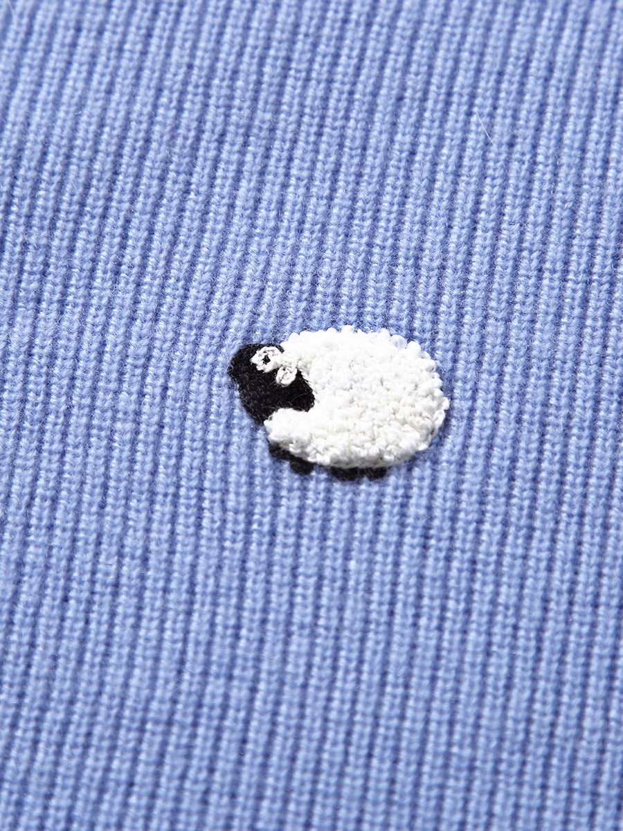 COMOBOCA 100% Wool Women's Contrast Sleeve Sweater