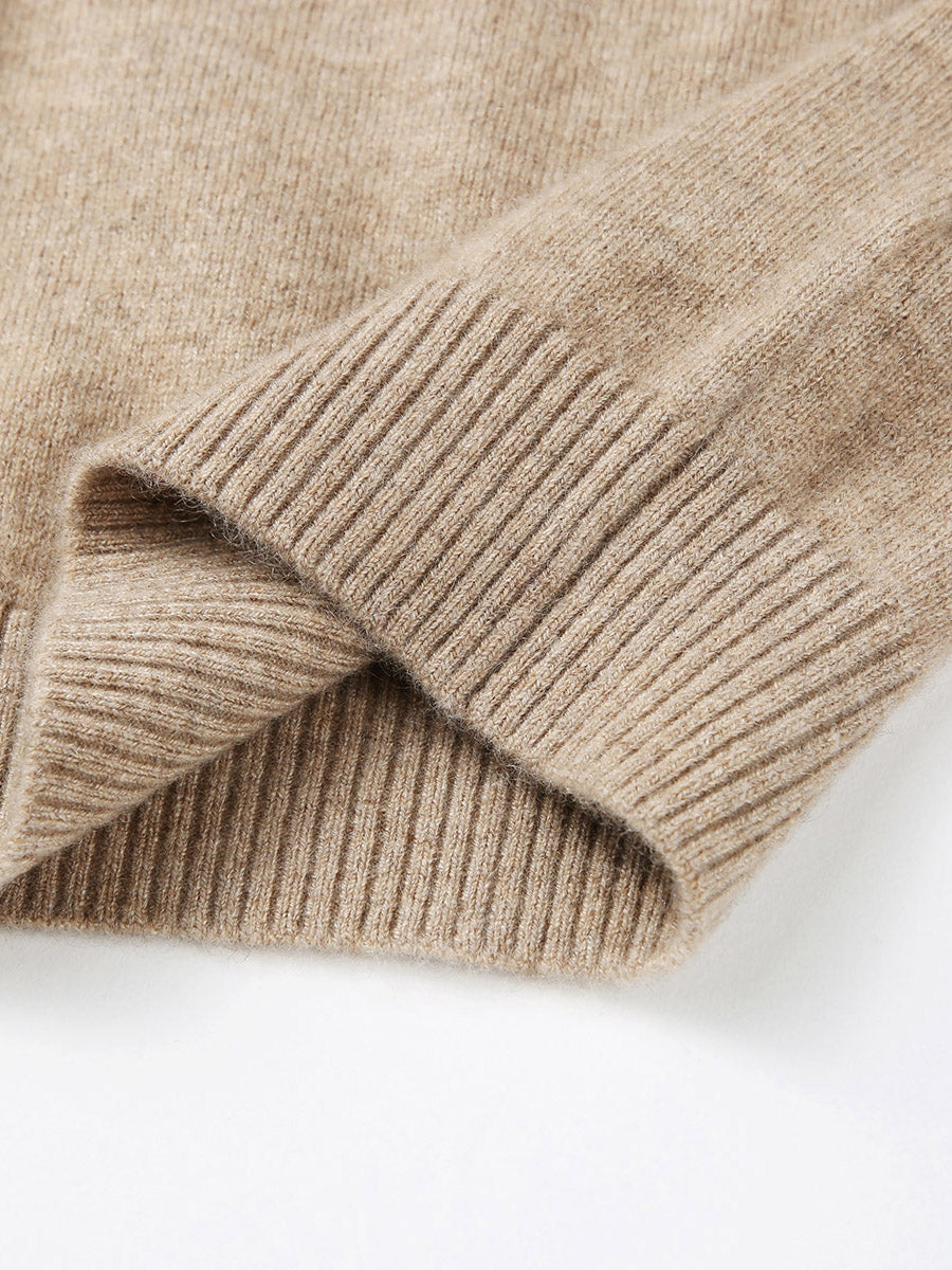 COMOBOCA 100% Cashmere Men's Striped Collar Button Cardigan