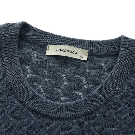 COMOBOCA 100% Cashmere Women's Openwork Round Neck Knit Sweater