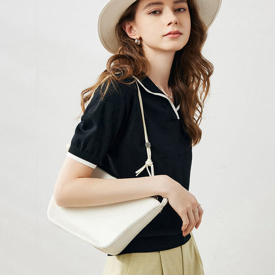 COMOBOCA Black Women's Casual Contrast Trim Polo T-Shirt