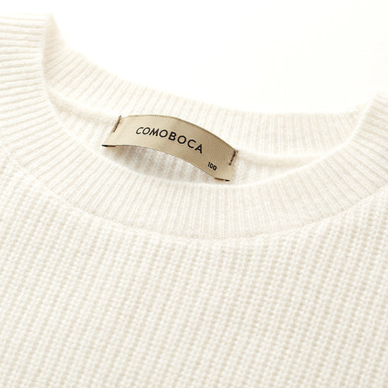 COMOBOCA 100% Cashmere Women's Argyle Patterned Round Neck Sweater