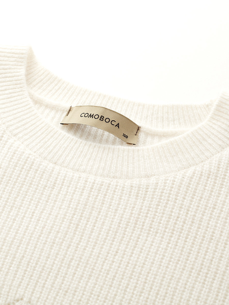 COMOBOCA 100% Cashmere Women's Argyle Patterned Round Neck Sweater