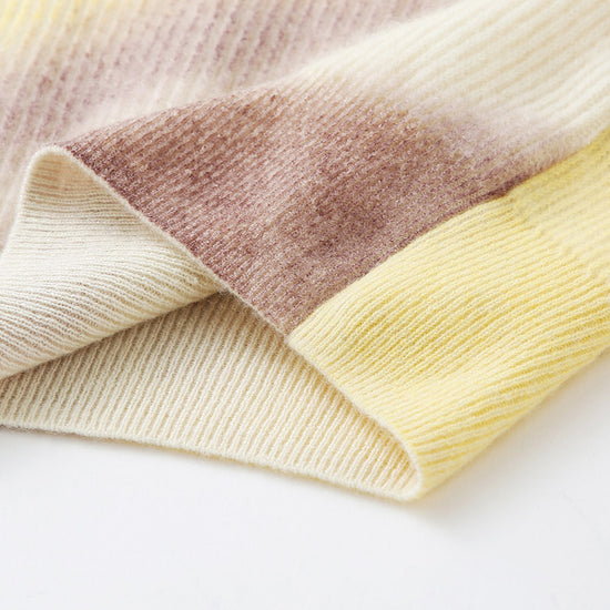 COMOBOCA 100% Cashmere Women's Gradient Color Knit Sweater