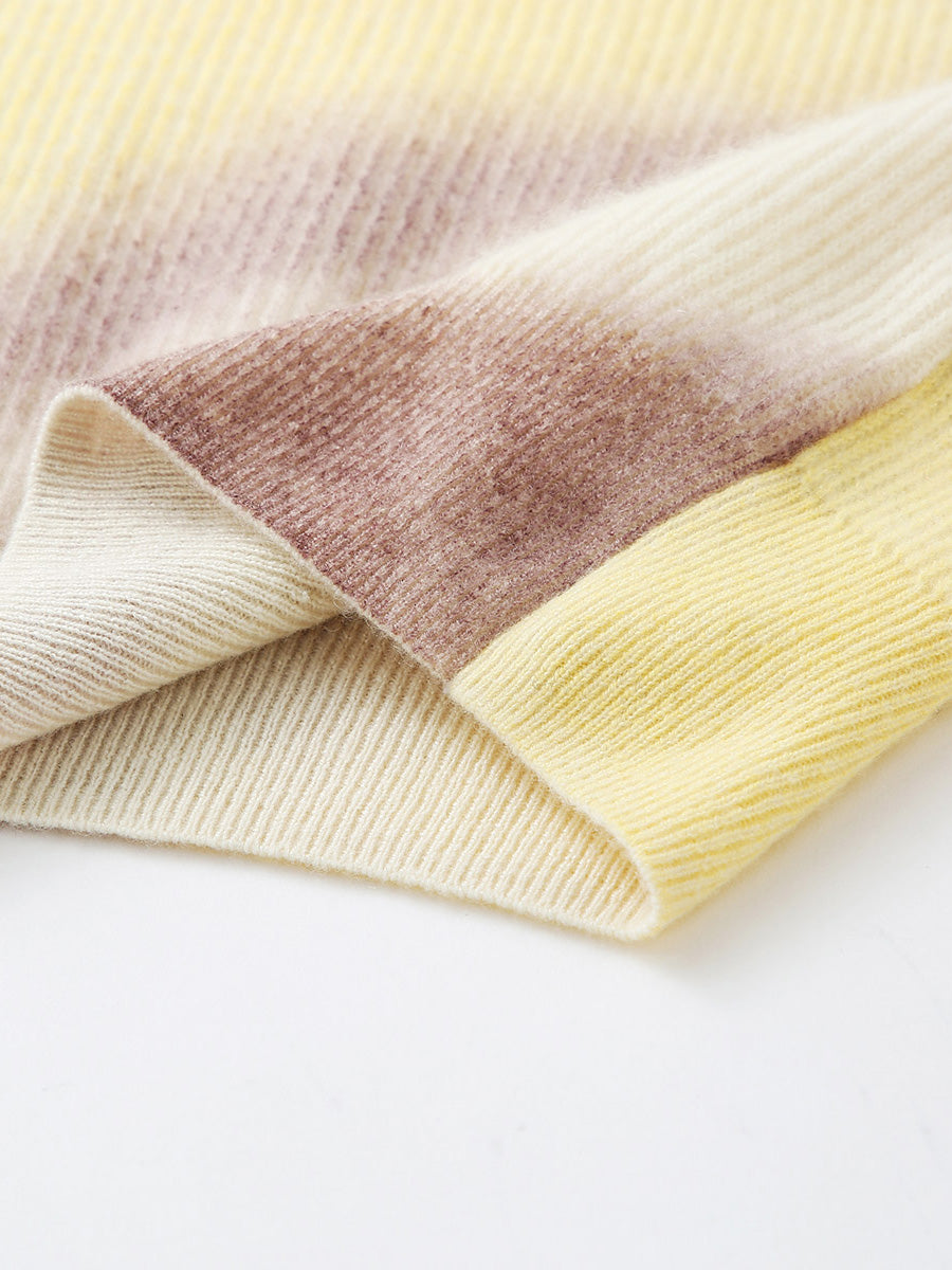 COMOBOCA 100% Cashmere Women's Gradient Color Knit Sweater