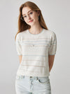 COMOBOCA Women's Relaxed Fit Striped Knit T-Shirt