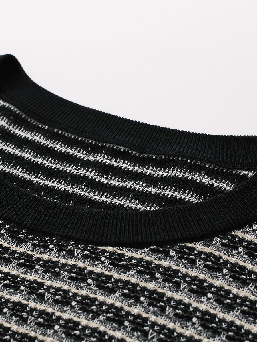 COMOBOCA Women's Elegant Striped Knit T-Shirt