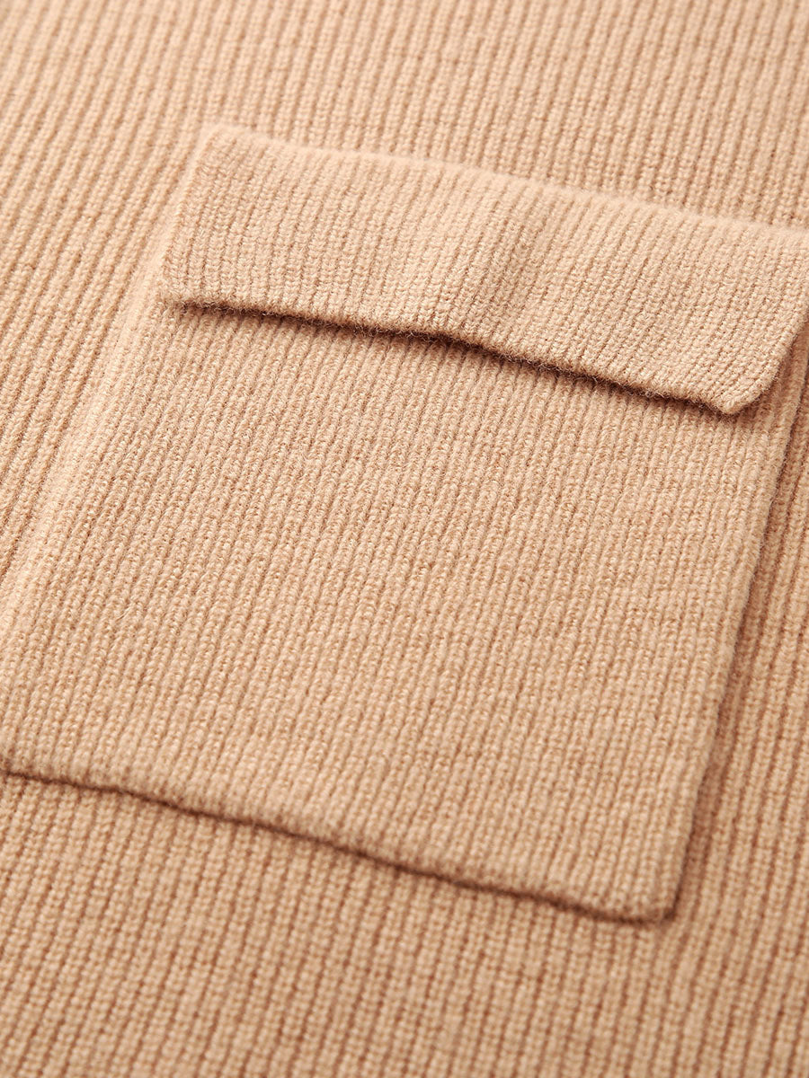 COMOBOCA 100% Wool Women's Dual Zip Cardigan with Pockets