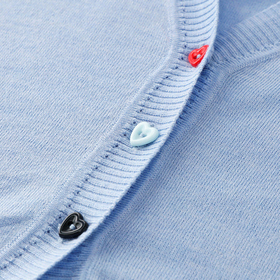 COMOBOCA Women's Heart Button Cropped Ruffle Bell Cardigan