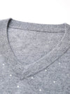 COMOBOCA 100% Cashmere Women's Sweater with Crystal Embellishments