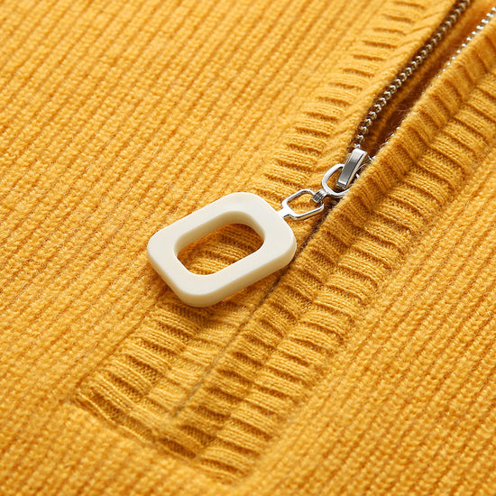 COMOBOCA 100% Cashmere Women's Ribbed Half Zip Knit Hoodie