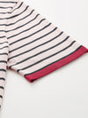 COMOBOCA Women's Striped Ribbed Contrast Trim T-Shirt