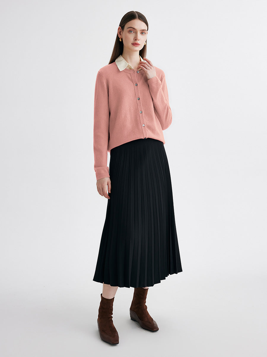 COMOBOCA 100% Cashmere Women's Button-Up Cardigan