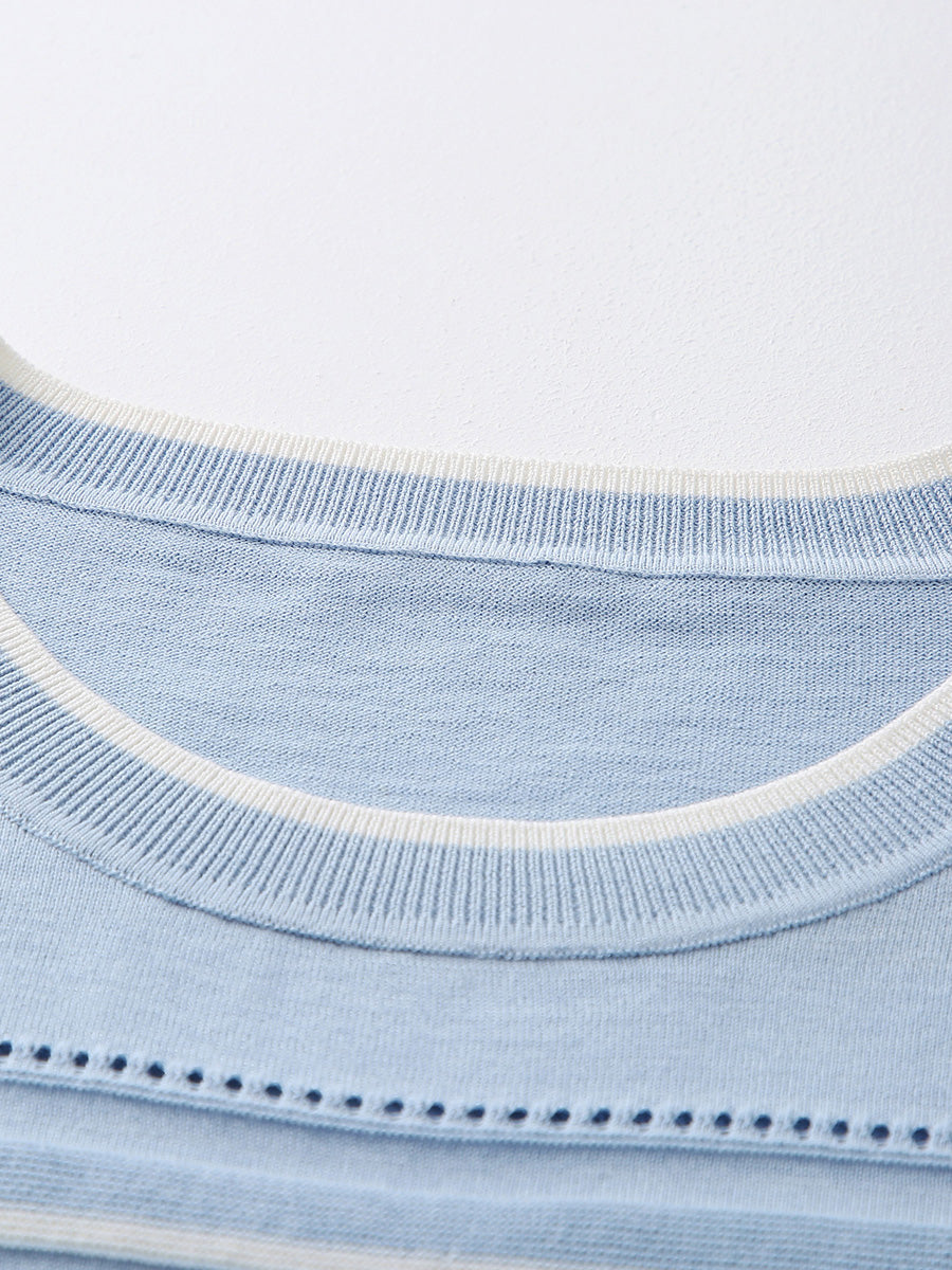 COMOBOCA Women's Relaxed Fit Striped Knit T-Shirt