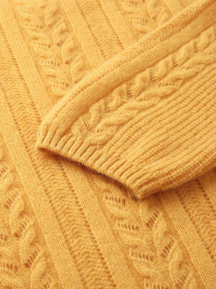 COMOBOCA 100% Cashmere Women's V-Neck Drop Shoulder Sweater