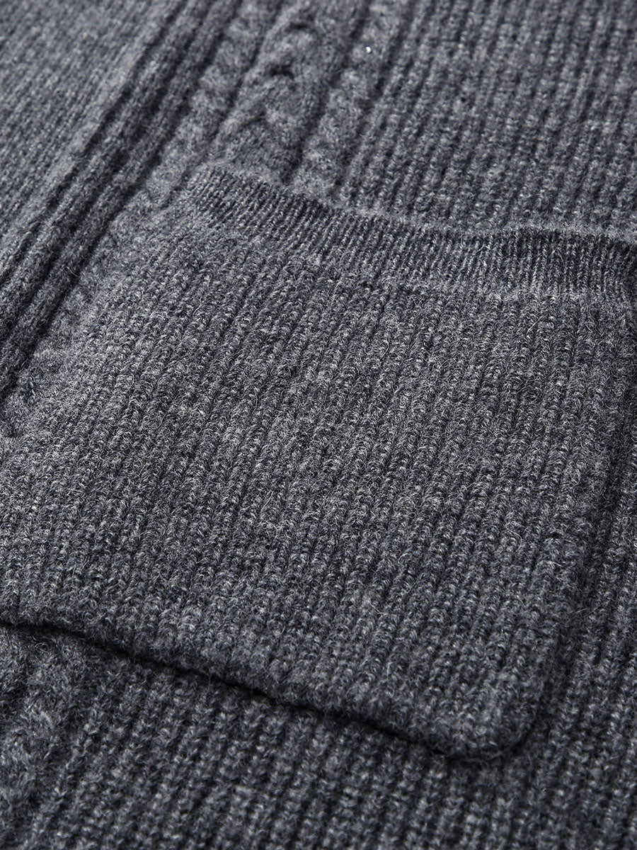 COMOBOCA 100% Wool Women's Cardigan Long Knit Coats with Pockets